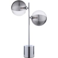 Dar Lighting Spiral 2 Light Table Lamp In Chrome With Smoked And Clear Ribbed Glass