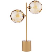 Dar Lighting Spiral 2 Light Table Lamp In Matt Gold Finish With Champagne Dimpled Glass