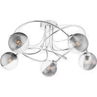 Dar Lighting Onawa 5 Light Semi Flush Ceiling Light In Polished Chrome With Ribbed Glass
