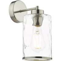 Dar Lighting Olsen Wall Light In Satin Chrome Finish With Glass Shade