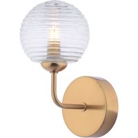 Dar Lighting Feya Wall Light In Antique Bronze With Ribbed Glass