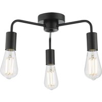 Dar Lighting Dena 3 Light Flush Ceiling Light In Matt Black Finish