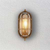 Searchlight Outdoor Oval Bulkhead Light in Solid Brass With Ribbed Glass IP64
