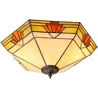 Interiors 1900 64284 Nevada Tiffany 2 Light Flush Ceiling Light In Natural Shades