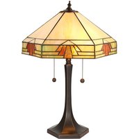 Interiors 1900 64286 Nevada Tiffany Large 2 Light Table Lamp In Natural Shades