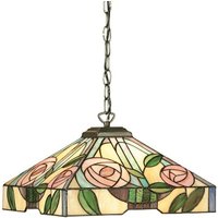 INTERIORS 1900 64385 Willow Tiffany Medium Ceiling Pendant Light With Mackintosh Rose Style