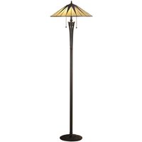Interiors 1900 64041 Tiffany Dark Star 2 Light Floor Lamp With Shade - Height: 1560mm