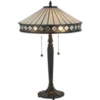 Interiors 1900 70935 Fargo Tiffany Medium 2 Light Table Lamp - Height: 590mm