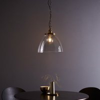 Endon 102926 Hansen Grand Ceiling Pendant Light In Antique Brass With Clear Glass 33cm