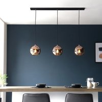 Endon 102929 Boli 3 Light Linear Ceiling Pendant In Matt Black With Copper Mirrored Glass