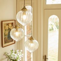 Laura Ashley Whitham 3 Light Cluster Ceiling Pendant In Antique Brass With Glass Shades LA3756397-Q
