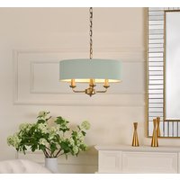 Laura Ashley Sorrento 3 Light Ceiling Chandelier In Matt Antique Brass With Green Shade LA3756409-Q