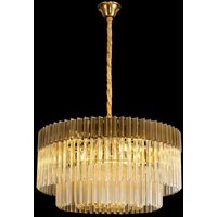 Prestige Metro Round Cognac Glass Ceiling Pendant Light In Brass Finish 80cm
