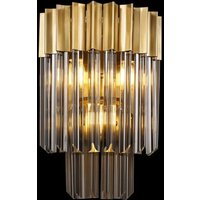 Prestige Metro Stunning Wall Light In Brass With Smoke Sculptured Glass