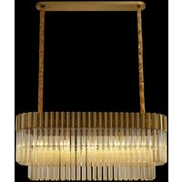 Prestige Metro Rectangular Ceiling Pendant Light In Brass With Clear Sculptured Glass 100cm