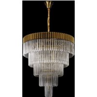 Prestige Metro Grand Tiered Ceiling Pendant Light In Brass With Clear Sculptured Glass 96cm