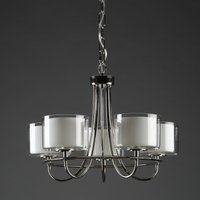 Laura Ashley Southwell Polished Nickel 5 Light Chandelier With Glass Shades LA3703637-Q