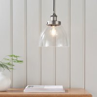 Endon 91738 Hansen Ceiling Pendant Light In Brushed Silver With Clear Glass