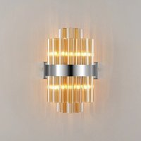 Hampton 4 Light Wall Light In Polished Nickel Finish With Amber Glass