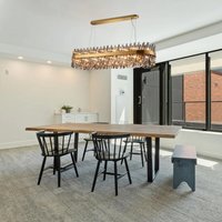 Hampton 36 Light Oblong Ceiling Pendant Light In Brass Finish With Smoked Glass 150cm