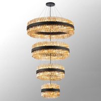 Hampton 4 Tier Ceiling Pendant Light In Satin Black Finish With Amber Glass 40+60+80+100cm
