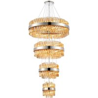 Hampton 4 Tier Ceiling Pendant Light In Polished Nickel Finish With Amber Glass 25+40+60+80cm