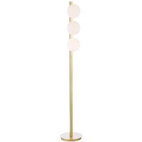 Dar Lighting Tauri 3 Light Floor Lamp In Matt Gold With Opal Glass Shades