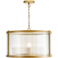 Dar Lighting Bianka 3 Light Ceiling Pendant In Bronze With Ribbed Glass