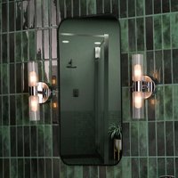 Dar Lighting Bolton 2 Light Bathroom Wall Light In Polished Chrome With Ribbed Glass IP44