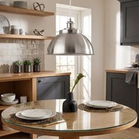 Firstlight 2897BS Genoa 1 Light Ceiling Pendant Light In Brushed Steel Finish