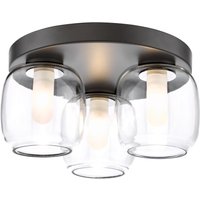 Dar Lighting Edaline Bathroom Semi Flush Ceiling Light In Matt Black With Glass Shades IP44