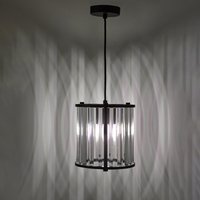 Dar Lighting Kiran Ceiling Pendant In Satin Black Finish With Crystal Glass