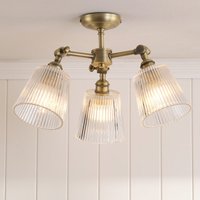 Laura Ashley Callaghan 3 Light Semi Flush Ceiling Light In Matt Antique Brass Finish