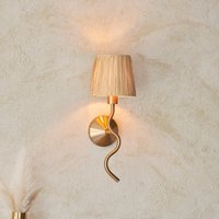 Endon 114227 Wriggle Wall Light In Aged Brass With Raffia Shade