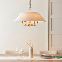 Endon 112956 Lille 5 Light Ceiling Pendant Light In Antique Brass Finish With Natural Linen Shade