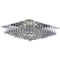 Searchlight 7308-8CC Hanna 8 Light Flush Ceiling Light In Chrome/Crystals - Small - Length: 550mm