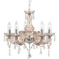 Searchlight 1455-5MI Marie Therese 5 Light Ceiling Pendant Light In Chrome And Mink