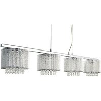Searchlight 7094-4CC Elise Four Light Bar Pendant Ceiling Light In Chrome With Crystal Drop Shades