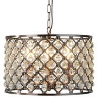 Searchlight 7813-3CU Marquise Three Light Ceiling Pendant In Antique Copper And Crystal: Width:380mm