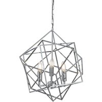 Searchlight 7863-3CC Cube Three Light Ceiling Pendant Light In Chrome
