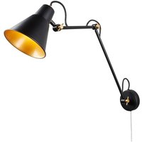 Searchlight 7403BK One Light Adjustable Wall Light In Black And Gold - Height: 730mm