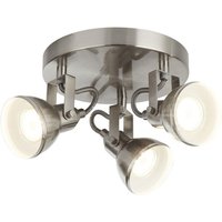 Searchlight 1543SS Focus Three Light Ceiling Plate Spotlight In Satin Silver