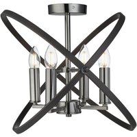 Searchlight 8344-4PW Hoopla 4 Light Semi Flush Ceiling Light In Pewter