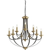 Searchlight 1849-9BZ Belfry 9 Light Ceiling Pendant Light In Bronze And Brown