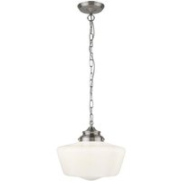 Searchlight 8071-1SS School House 1 Light Ceiling Pendant In Satin Silver