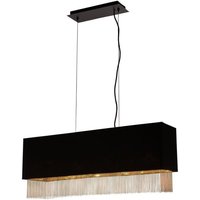 Searchlight 8724-4BK Fringe Rectangular Ceiling Pendant Light In Black And Gold