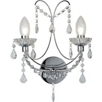 Searchlight 9037-2CC Autumn 2 Light Wall Light In Chrome And Crystal
