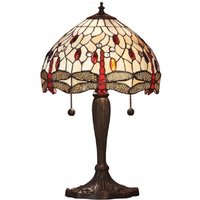 Interiors 1900 64086 Dragonfly Beige Small Table Lamp In Bronze With Shade. Product code: 64086