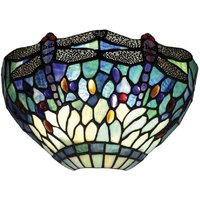 Interiors 1900 64102 Dragonfly Blue 1 Light Wall Light In Bronze With Shade