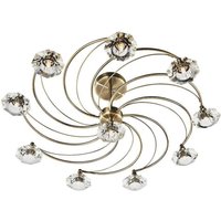 Dar LUT2375 Luther 10 Light Antique Brass Semi Flush Ceiling Light